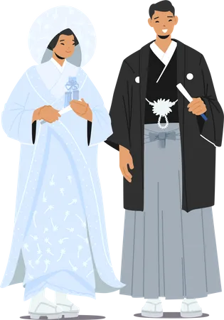 Ceremonia de matrimonio tradicional asiática  Ilustración