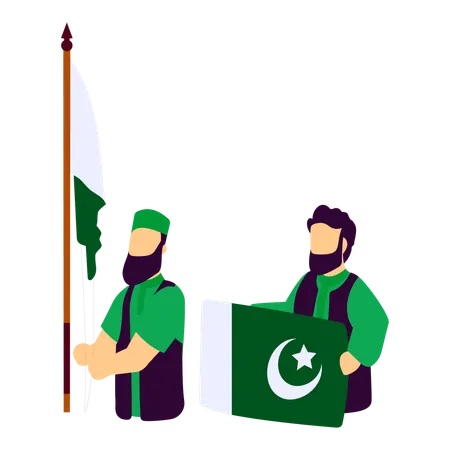 Cérémonie de lever du drapeau par des responsables pakistanais  Illustration