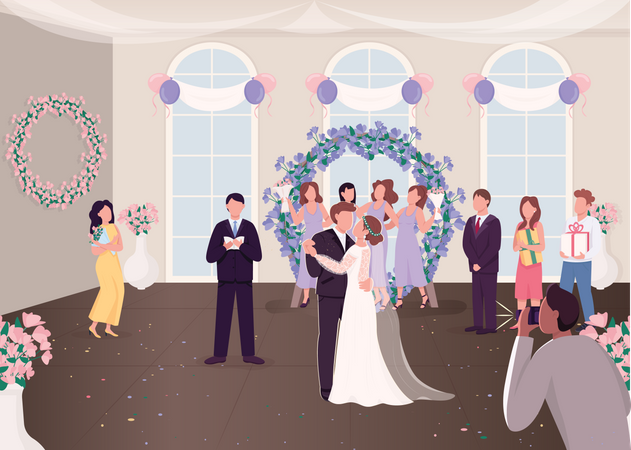 Célébration de la cérémonie de mariage  Illustration