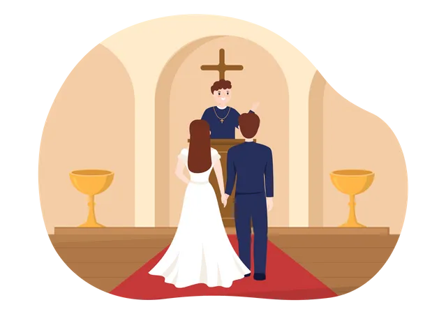 Cérémonie de mariage à la cathédrale  Illustration
