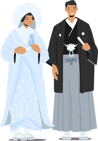 Cérémonie de mariage traditionnelle asiatique  Illustration