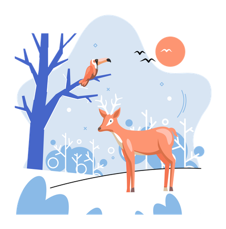 Cerf debout dans la jungle  Illustration