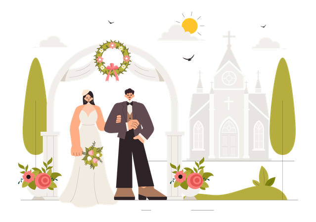 Ilustração de celebração de cerimônia de casamento  Ilustração