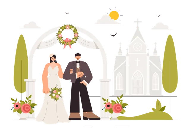 Ilustração de celebração de cerimônia de casamento  Ilustração