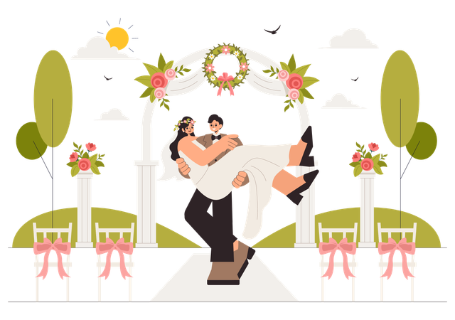 Ilustração de celebração de cerimônia de casamento  Ilustração