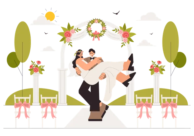 Ilustração de celebração de cerimônia de casamento  Ilustração