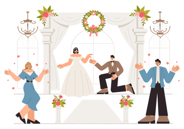 Ilustração de celebração de cerimônia de casamento  Ilustração