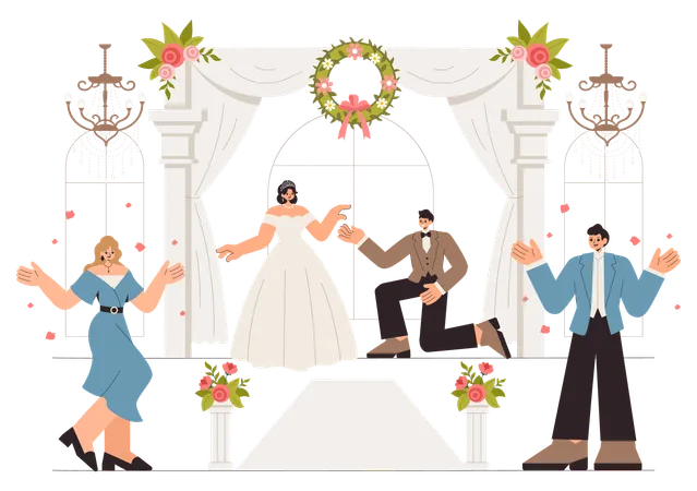 Ilustração de celebração de cerimônia de casamento  Ilustração