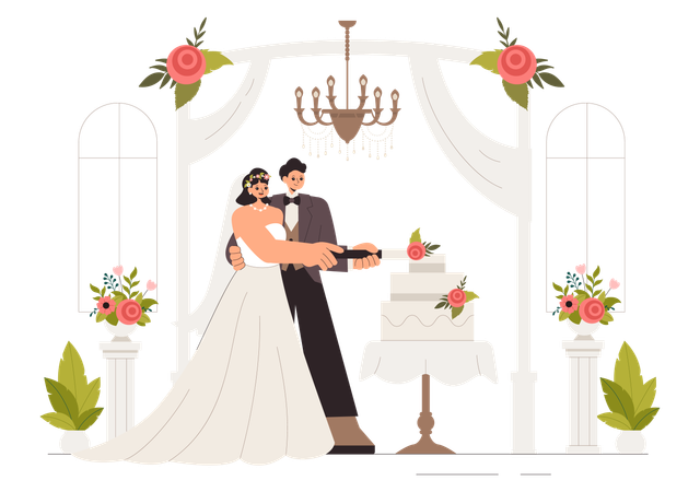 Ilustração de celebração de cerimônia de casamento  Ilustração