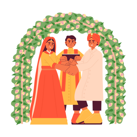Cerimônia de casamento indiana  Ilustração