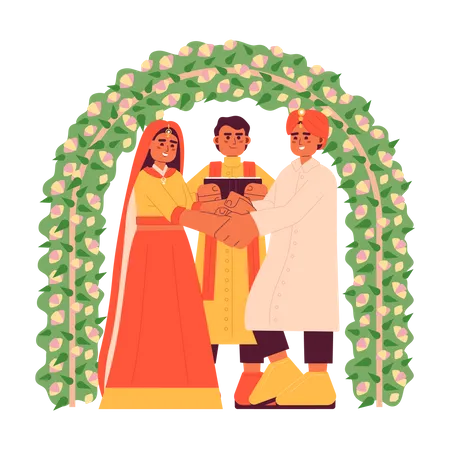 Cerimônia de casamento indiana  Ilustração