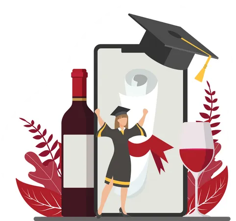 On-line celebra a cerimônia de formatura  Ilustração