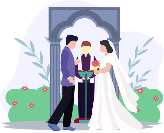 Cerimônia sagrada de casamento  Ilustração