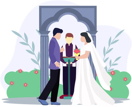 Cerimônia sagrada de casamento  Ilustração