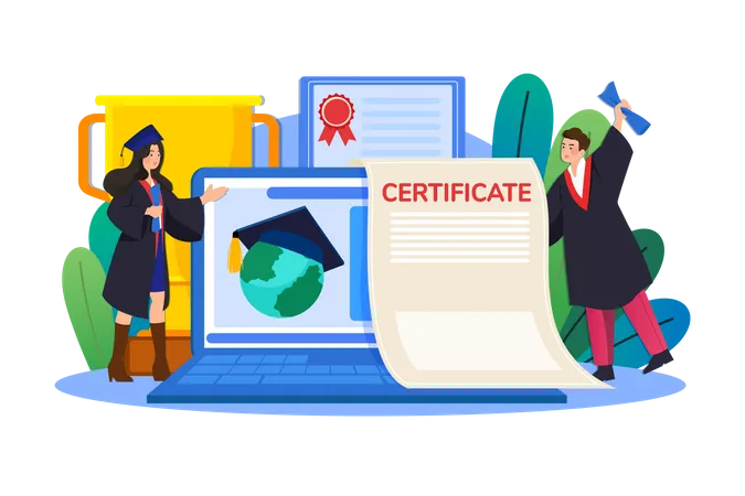 Aluno obteve certificado de curso online  Ilustração