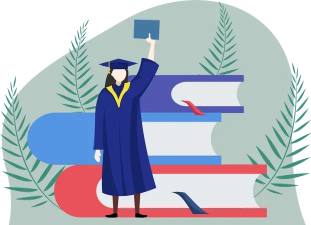 Estudante de graduação com certificado  Ilustração