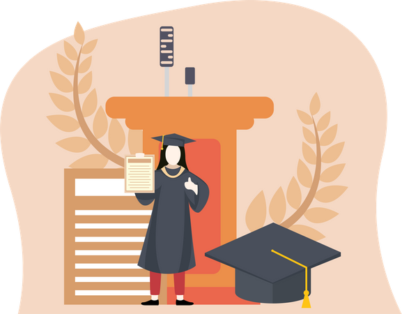 Estudante de graduação com certificado  Ilustração