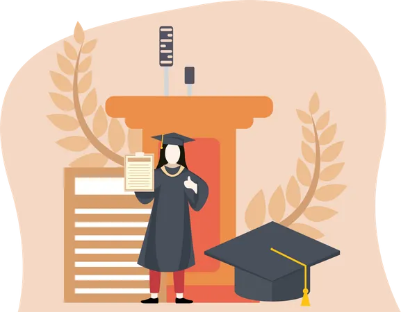 Estudante de graduação com certificado  Ilustração