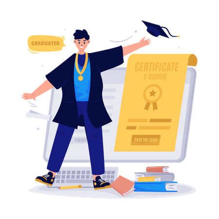 Certificado de graduação on-line  Ilustración