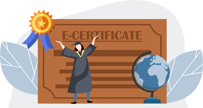 Certificado de graduação on-line  Ilustração