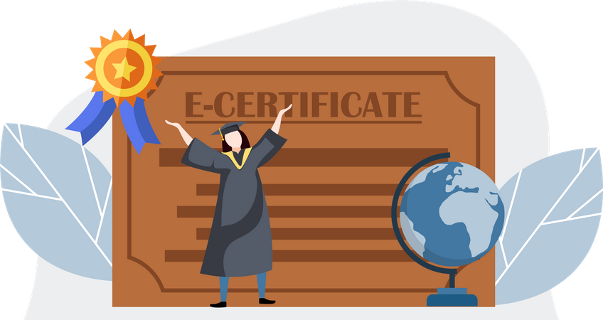 Certificado de graduación en línea  Ilustración