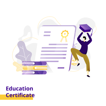 Certificado educacional de ilustração da página de destino  Ilustração