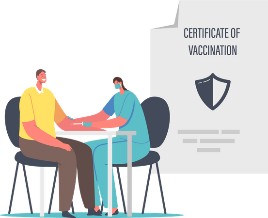 Vacinação para Certificado Médico Imune Covid  Ilustração