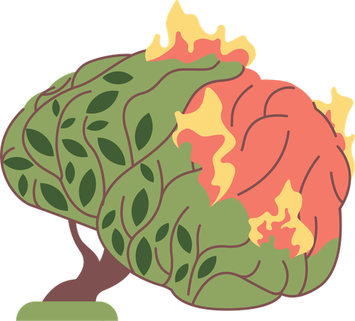 Le cerveau humain en feu  Illustration