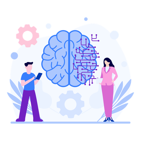 Le cerveau numérique est utile pour les professionnels du monde des affaires  Illustration