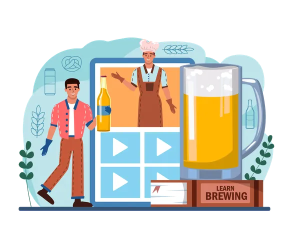 Servicio en línea de cervecería  Ilustración