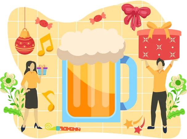 Cerveja de ano novo  Ilustração