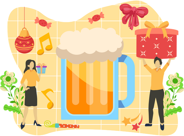Cerveza de año nuevo  Ilustración