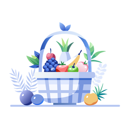 Cesta com frutas  Ilustração