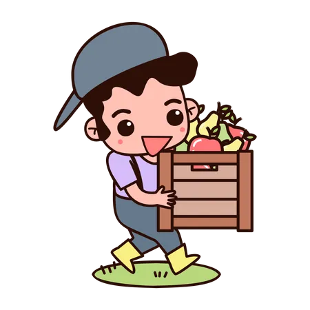 Agricultor segurando cesta de cenoura  Ilustração
