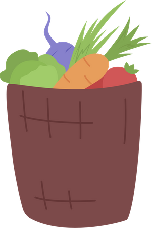 Cesta de verduras  Ilustración