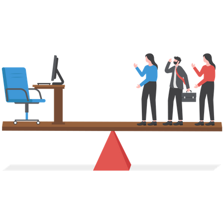 Chair vacant one positions on scale with heavier than many executives the other side  Illustration