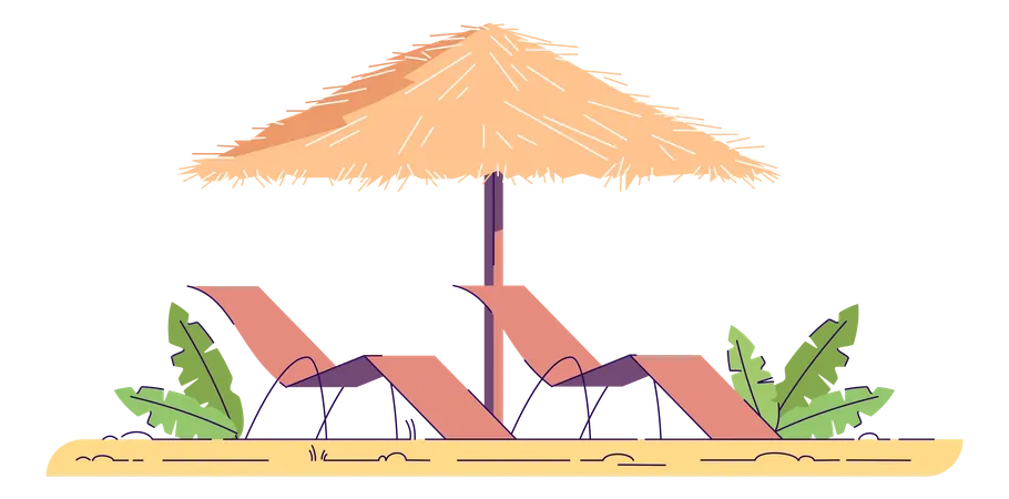 Chairs with umbrella Illustration