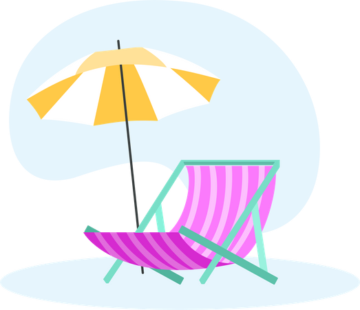 Chaise de plage et parasol  Illustration