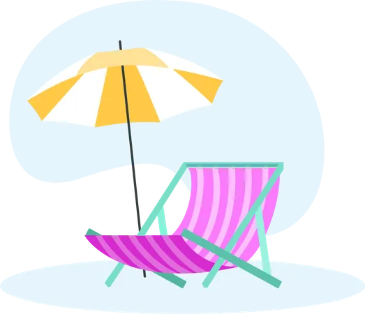 Chaise de plage et parasol  Illustration