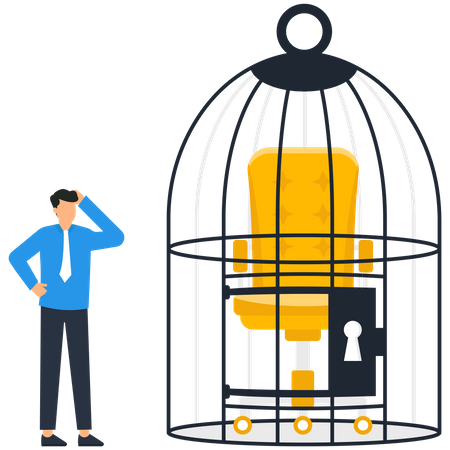 Chaise de travail d'affaires à l'intérieur de la cage  Illustration