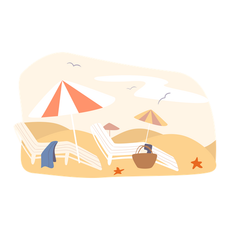 Chaise relaxante à la plage  Illustration