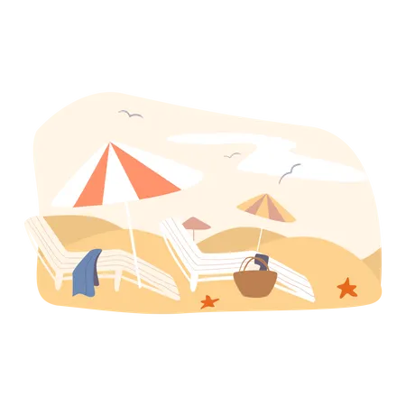 Chaise relaxante à la plage  Illustration