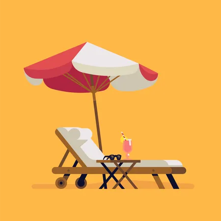 Chaise longue et parasol  Illustration