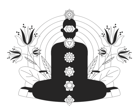 Equilíbrio energético dos chakras e alinhamento espiritual  Ilustração