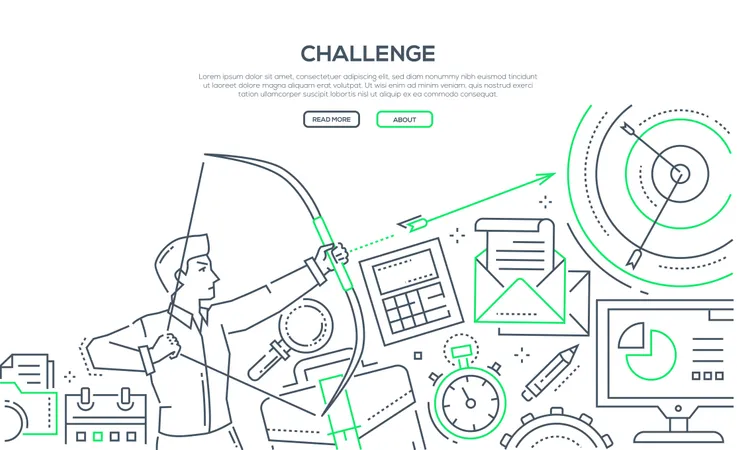 Challenge - Modern Line Design Style Illustration  Illustration