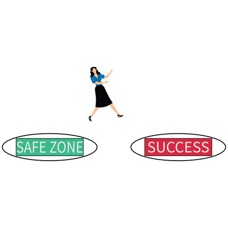 Challenge to escape from safe zone and achieve success  Illustration