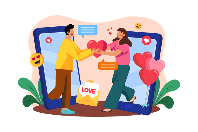 Chamada de namoro on-line  Illustration