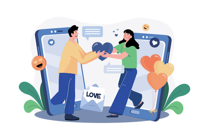 Chamada de namoro on-line  Illustration