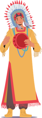 Chamán americano en traje tribal  Ilustración