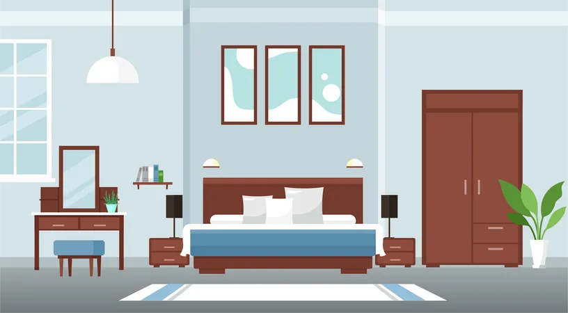 Design d'intérieur de chambre à coucher  Illustration